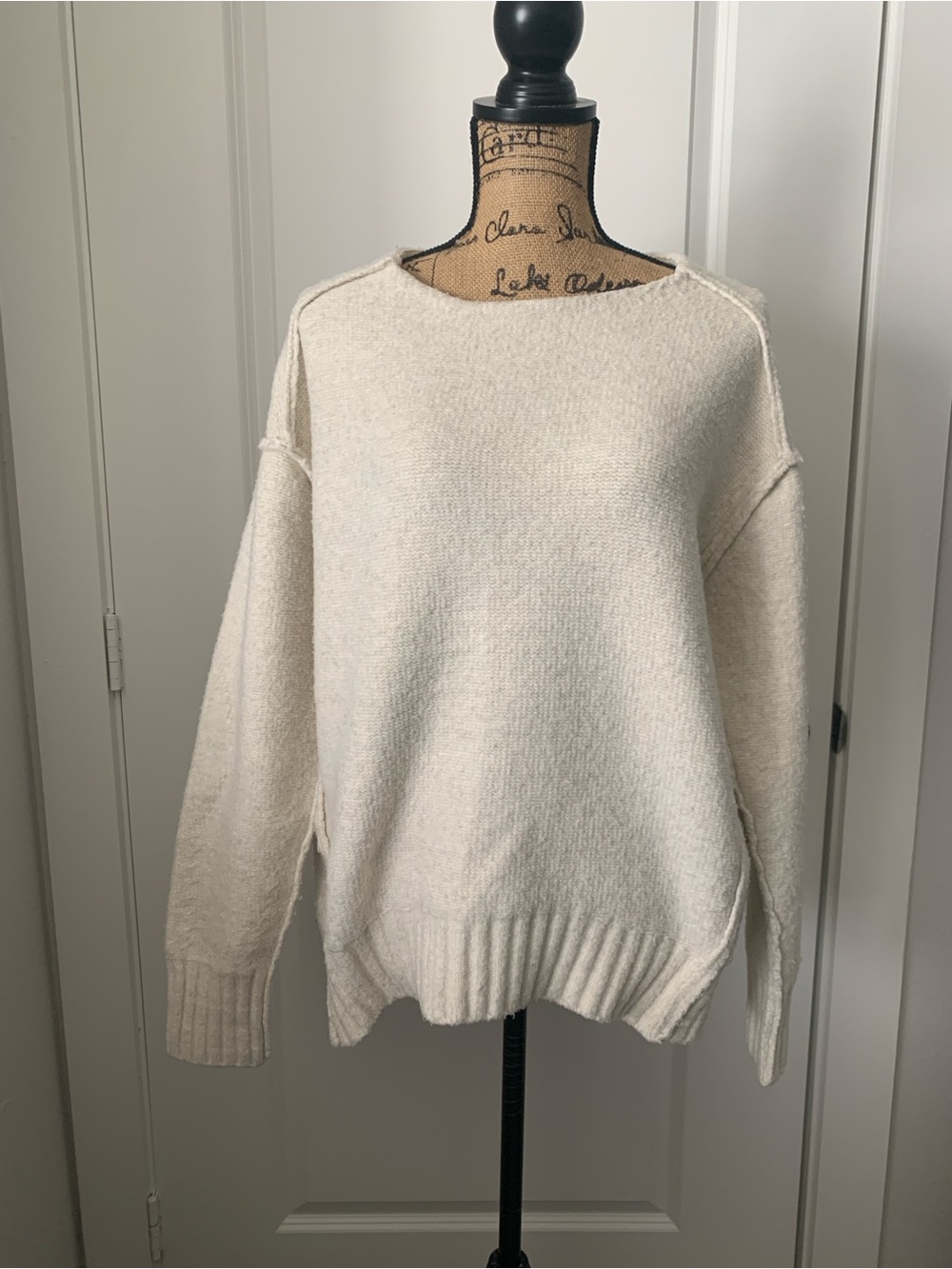 We the Free Free People Cream Raw Hem Sweater Size M